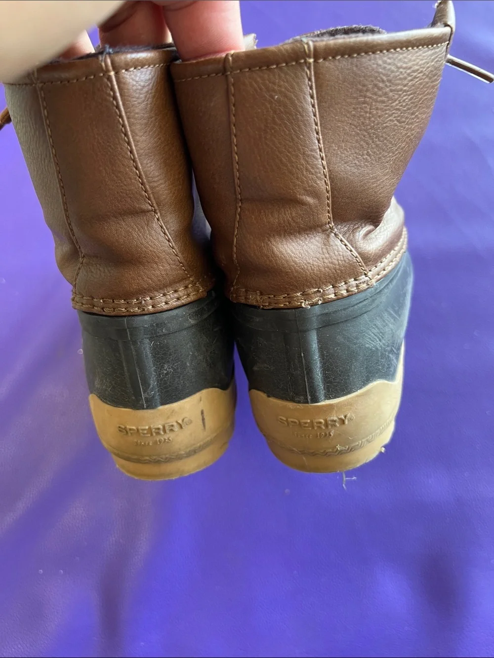 Sperry Brown and Gray Kids Duck Boots - Lace-Up Waterproof